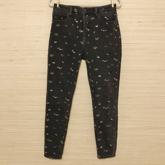 DRIFTWOOD Denim - Black Driftwood All-Over Embroidered Cheetah Jackie High Waist Jeans Size 29